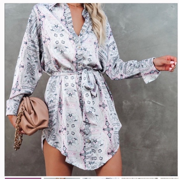 VICI Satin Paisley Button Up Dress - Picture 1 of 7